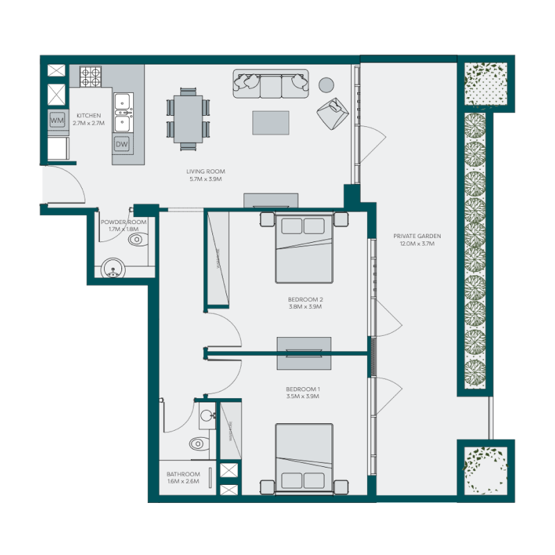 2 Bedrooms